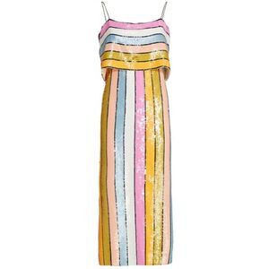 Veronica Beard Ivanna Striped Sequin Midi-Dress